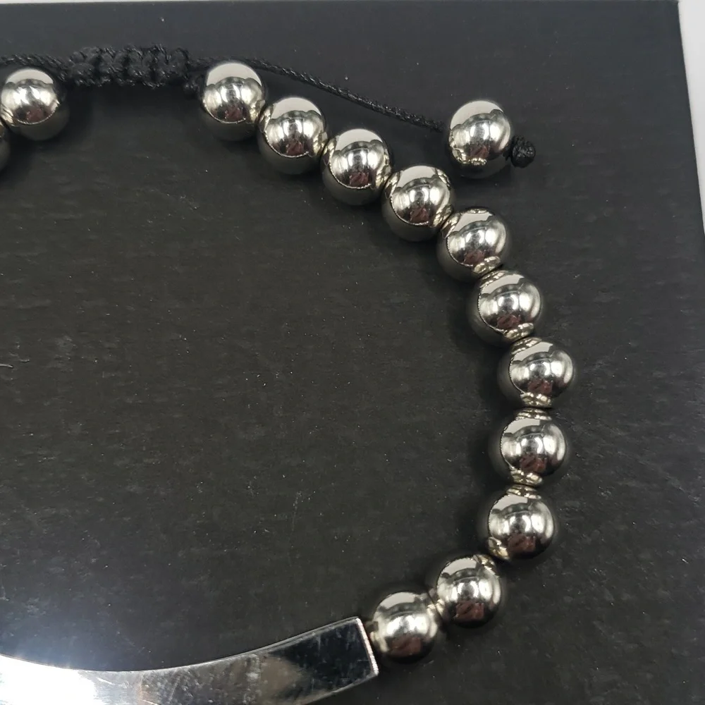 Men's Stainless Steel Adjustable Beaded with Lord's Prayer Bracelet